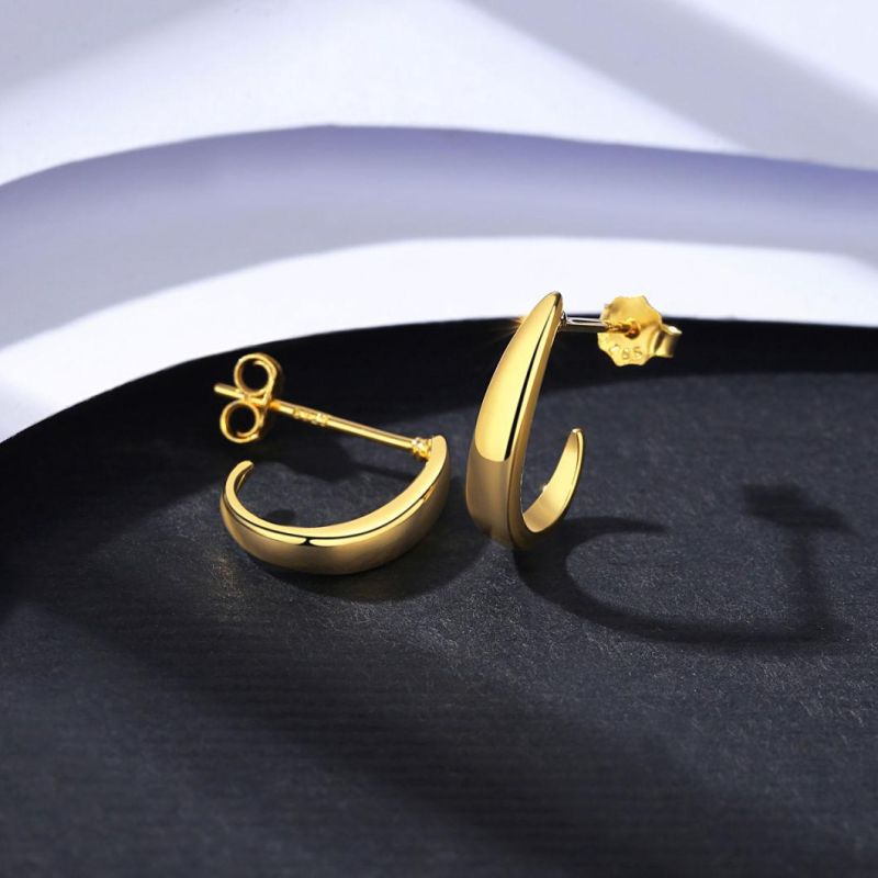 925 Sliver Plain Gold Large Square Hoop Earrings Statement