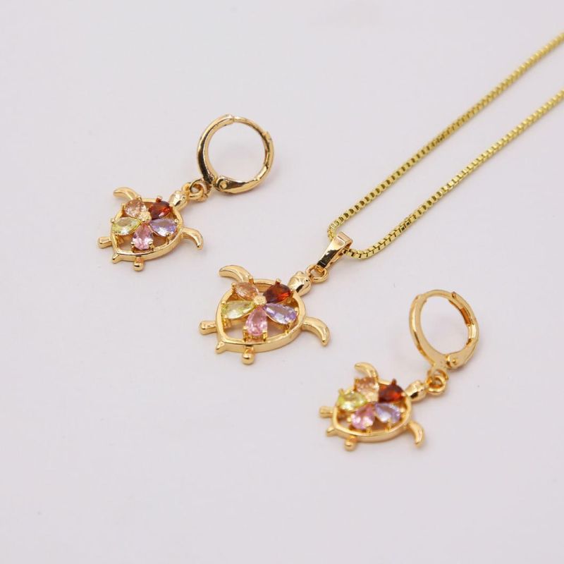 Women Fashion CZ Crystal Jewelry Chain Sets with Pendant Necklace