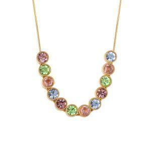 Gold-Plated Stainless Steel Colorful Diamond Necklace