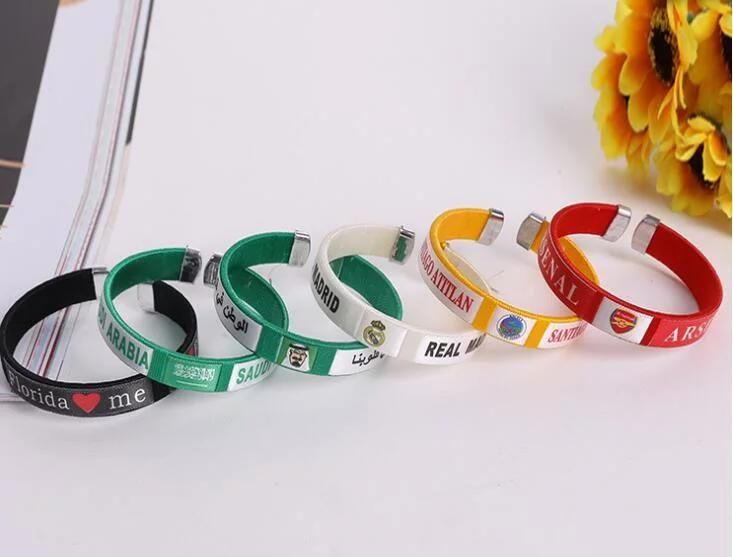 National Flag Logo Thread Woven Bracelets Football Team Logo Bracelets Sports Gifts