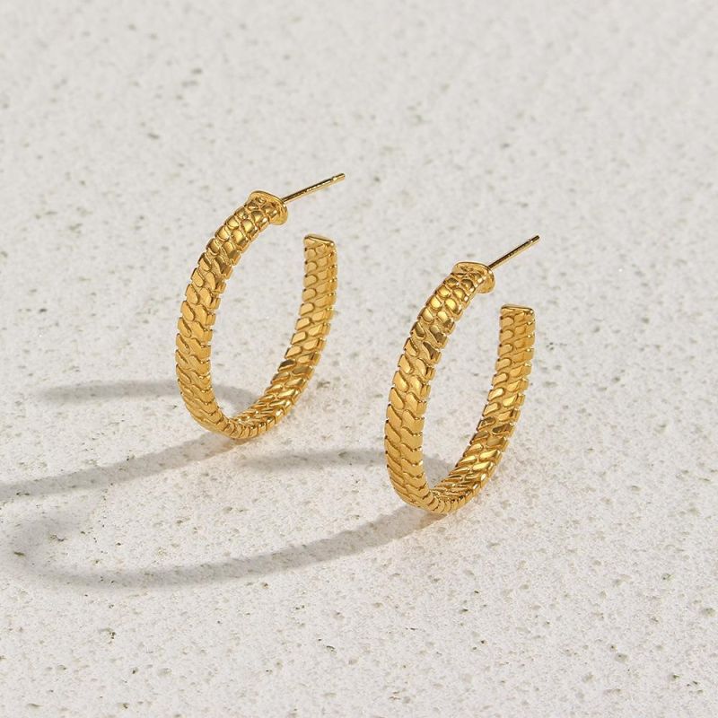 Factory Customized Fashion Jewelry Fashion Personalized Earrings Jewelry, Minority Light Luxury Stainless Steel Plated 18K Gold Snake Skin Earrings