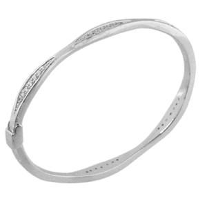 Sterling Silver Treble Clef Catch Twisted Bangle Bracelet