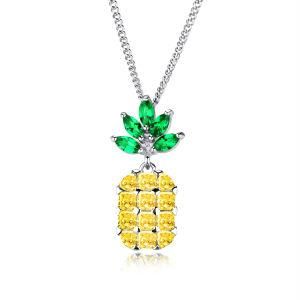 Stainless Steel Diamond-Studded Fruit Pineapple Clavicle Chain