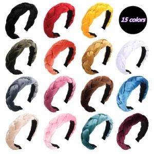Wholesale Custom Fashion Soft Velvet Braided Hair Accessories Headband New Design Plain Color Leisure Hairband