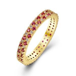 Fashion British Gold Plated Color CZ Band Ring