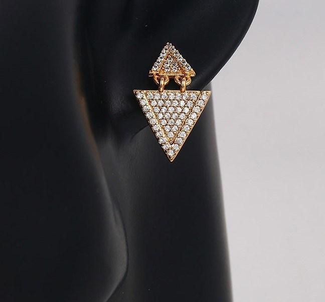 Popular Fashion Wholesale Shiny Crystal Triangle Earring Unique Design Jewelry