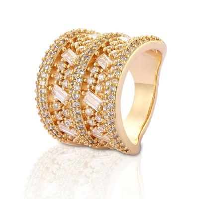 Women 18K Gold Plated Silver Stainless Steel Fashion Engagement Finger Wedding Rings Jewelry Design