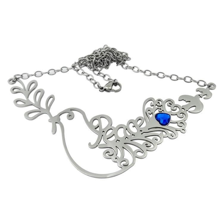 Elegant Peace Dove Neckchain with Small Heart Sapphire