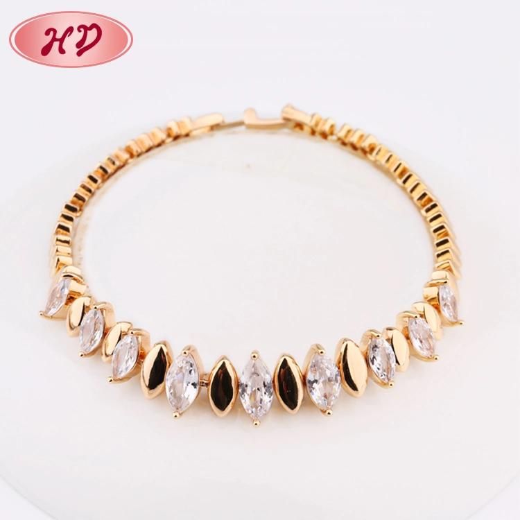 Fashion 18K Gold Plated Chain Bracelet Jewelry with Oval CZ