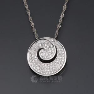 Fashion Halo Designed Sea Snail Pendant in Sterling Silver