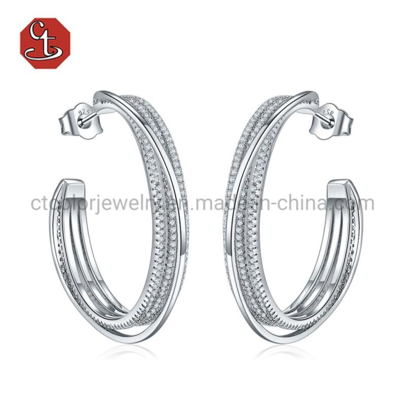 Fashion Rose Gold Jewelry Silver or Brass Hoop Earrings for Women