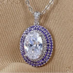 Fashion Accessories Necklace Jewelry Color CZ Oval Pendant