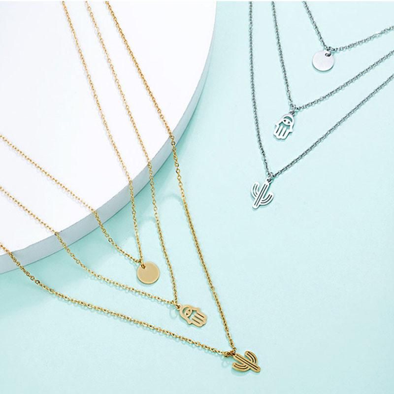 Fashion Hip Hop Multi-Layer Gold Plated Necklace