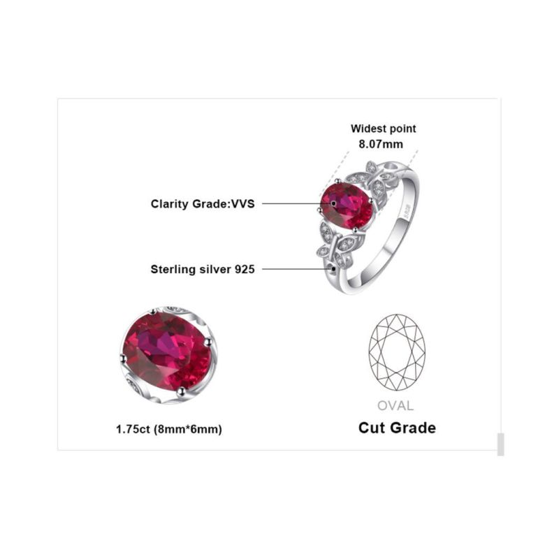 Fashion Jewelry Elegant Created Ruby Butterfly Ring for Women Sterling Silver Jewelry