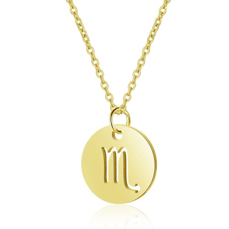PVD Plating Fashion Jewelry Manufacturer Custom 18K Gold Plated Jewelry High Quality Water Proof Stainless Steel 12 Zodiac Necklace