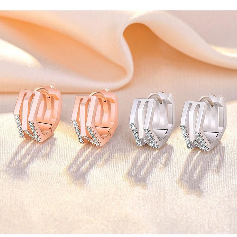 Geometrical Hollow out Earrings Advanced Sense Micro Inlaid Zircon Earring