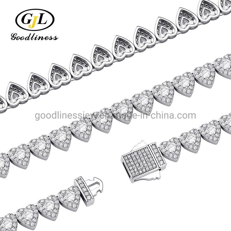 New Iced out Heart Tennis Bracelet 7mm Double Hearts Charm CZ Chain Bracelet Girlfriend Lover Jewelry Bracelet