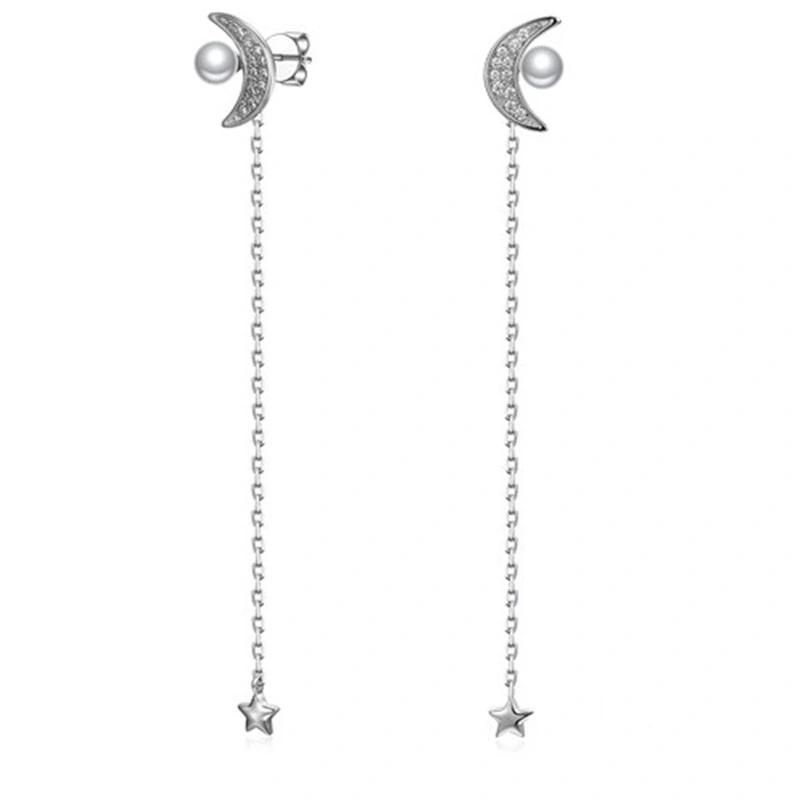 Silver and Brass Fan Shaped Drop Earring for Women