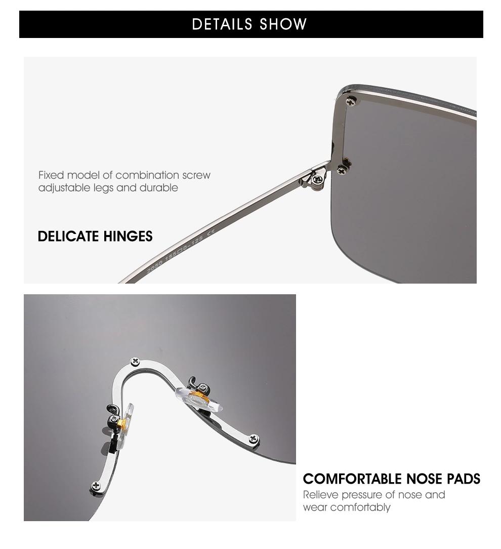 2020 Low MOQ Frameless Oversized Metal Fashion Sunglasses