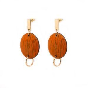Fashion Accessories Women Jewelry Gold Plated Wood Stud Earrings