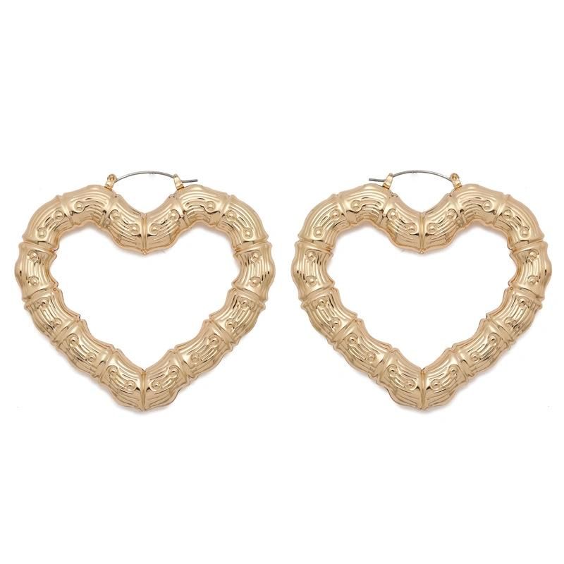 Large Hollow Casting Triangle Bamboo Hoop Earrings for Women Girls Costume Jewelry