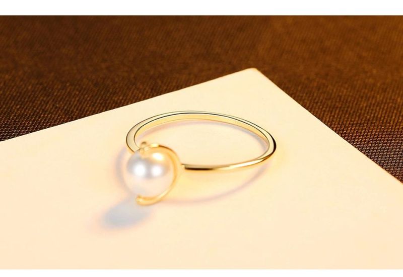 Sterling Sliver 925 Thin Finger Ring with Pearl
