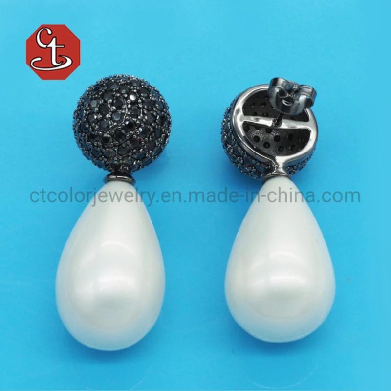 Elegant 925 Sterling Silver Earrings Jewelry Fashion Shining CZ Zirconia Pearl Ball Stud Earrings for Women Birthday Gifts