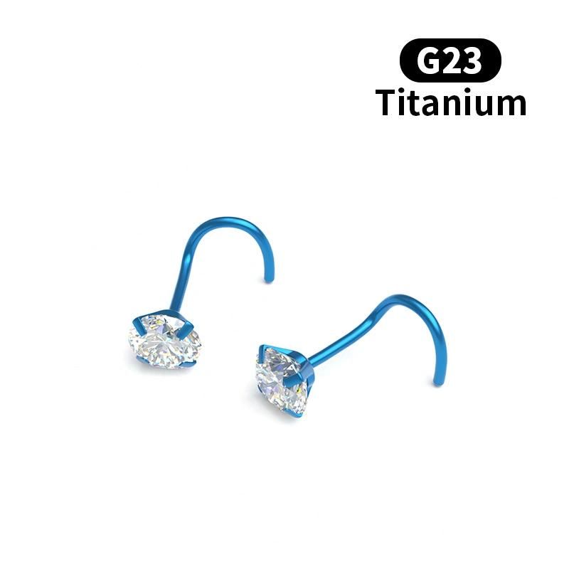 20g Titanium 1.5mm 2mm 2.5mm 3mm 3.5mm 4mm Round Diamond CZ Nose Screw Studs Rings Piercing Jewelry