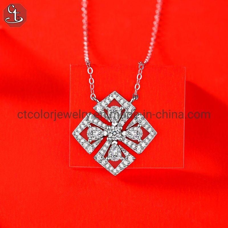 Lucky Necklace 925 Sterling Silver Necklace Moissanite pendant Fashion jewelry jewellery