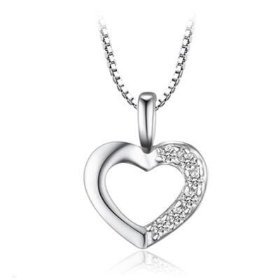 925 Sterling Silver Love Hearts Pave Cubic Zirconia Pendant Necklace Fashion Jewelry Wholesale
