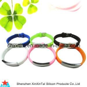 Silicone Wrist Bracelets with Stainless Piece (XXT 10015-6)