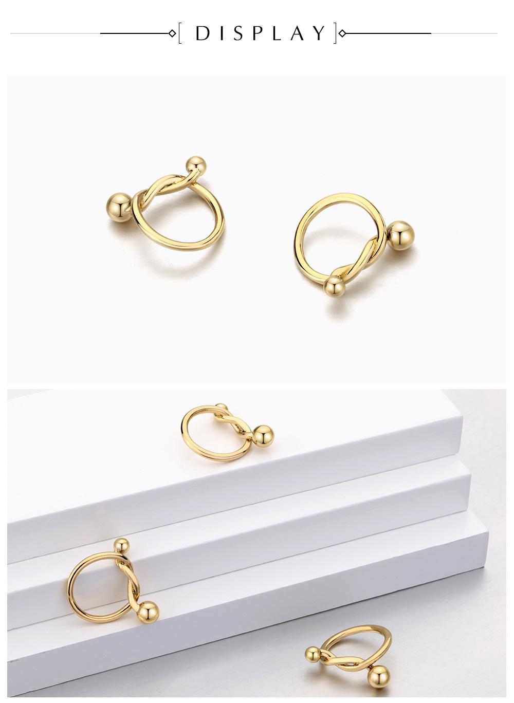Knotted Art Shape and Beads Wedding Brass Ring