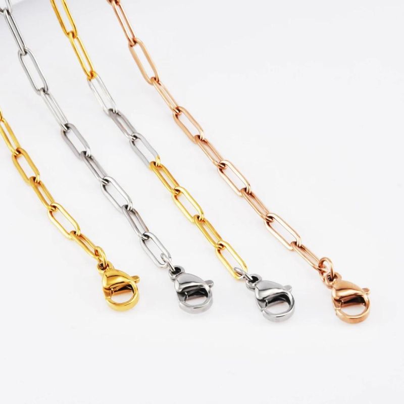 Factory Supplier Fashion Gold Plated Stainless Steel Long Flat Cable Chain Jewelry Accessories for Anklet Bracelet Necklace Jewellery Making