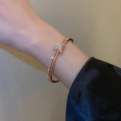 Korean Rose Gold Minimalist Diamond Bracelet Elegant Bracelet