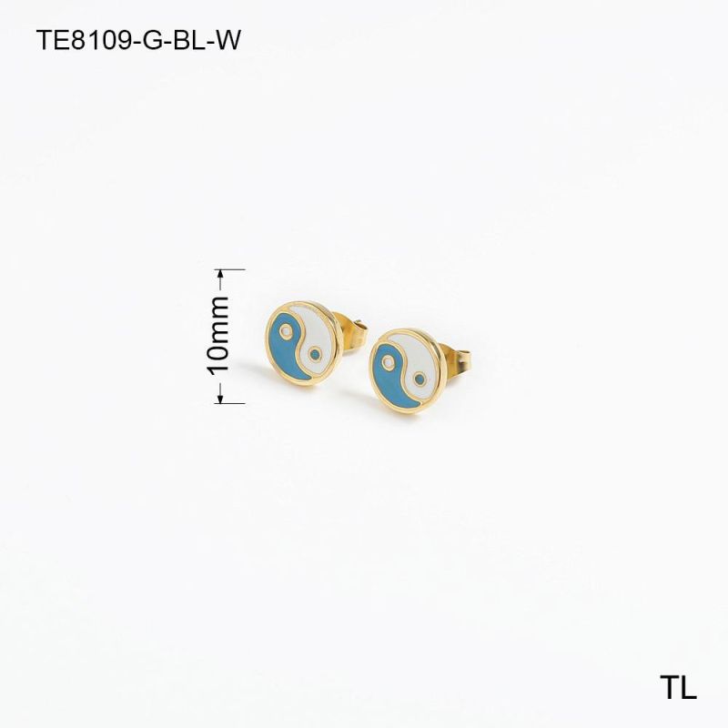Manufacturer Custom Waterproof Never Fade Fashion jewellery Wholesale New Arrivals Tai Ji Eight Diagrams 14K 18K 24K Earring Stud