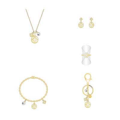 Cost-Effective Gold Round Diamond Jewelry Set