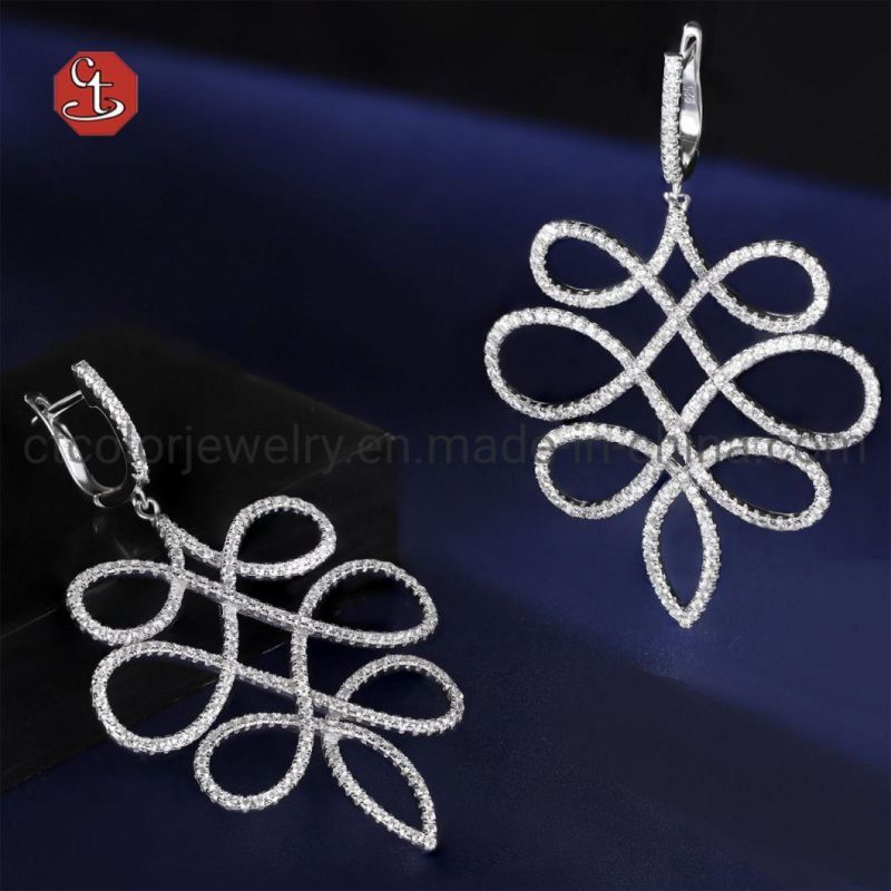Fashion Women Jewelry Twisted Design Sterling 925 Silver Earring Fine Jewelry