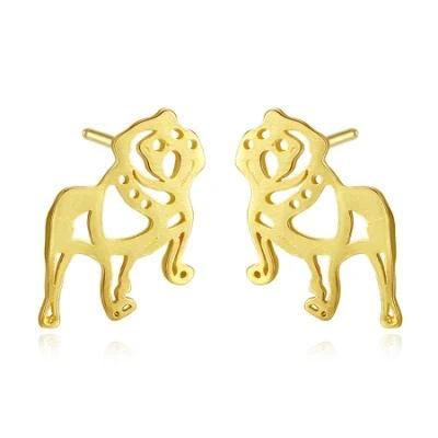Tiger and Lion Design Hollow out Ear Stud