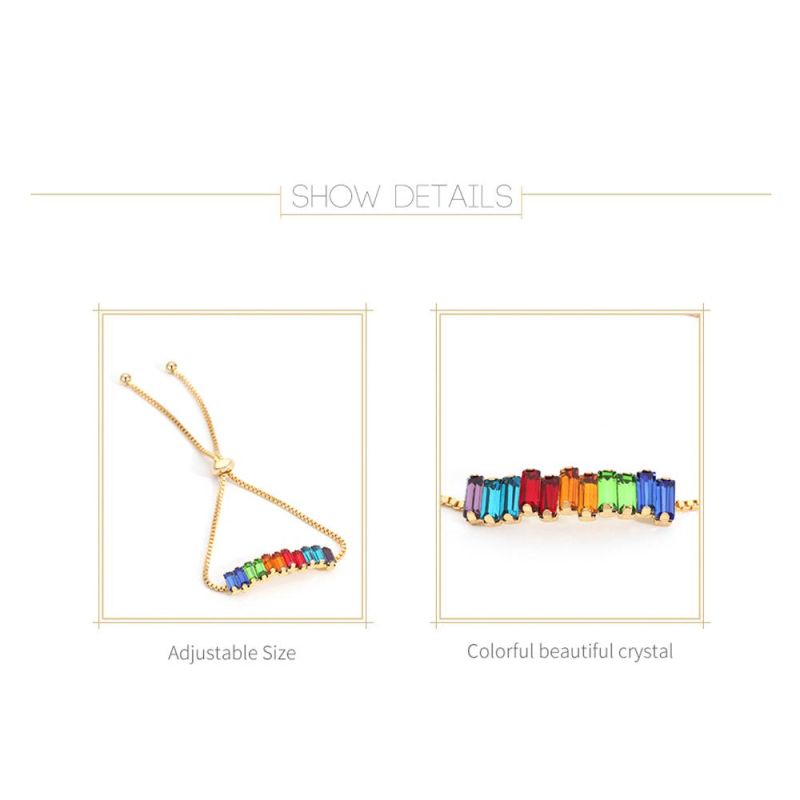 Special Design Brass Material Rainbow Rhinestone Bracelet for Women