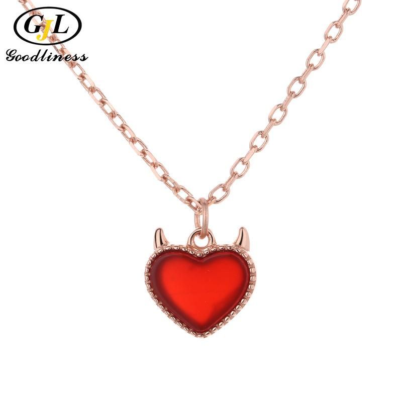 Simple Pendant Heart Necklace 925 Silver Fine Jewelry