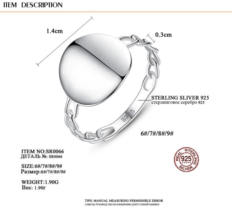 Online Hot Customized Fashion 925 Sterling Silver Big Round Rings