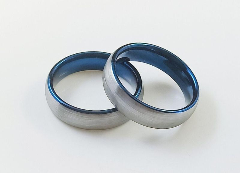 Factory Wholesale New Tungsten Steel Ring 4mm Wide Blue Matte Ring Tungsten Gold Ring for Men and Women Jewelry Tst4193