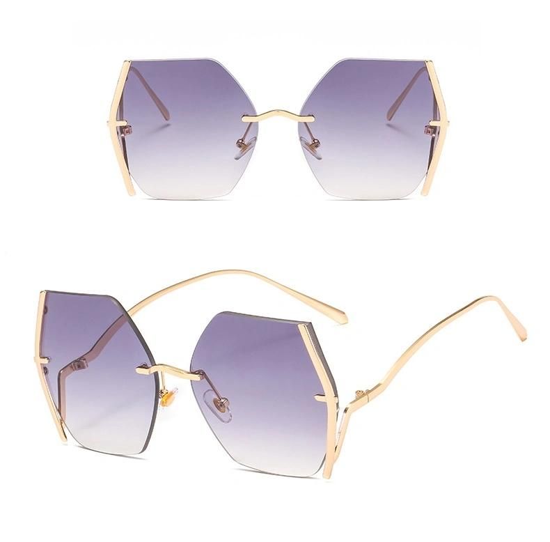 New Metal Frameless Sunglasses UV400 Sunglasses with Rivet