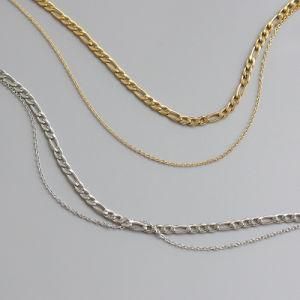 Wholesale Minimalism Jewelry 18K Gold Plated Stainless Steel Double Layered Chain Necklace