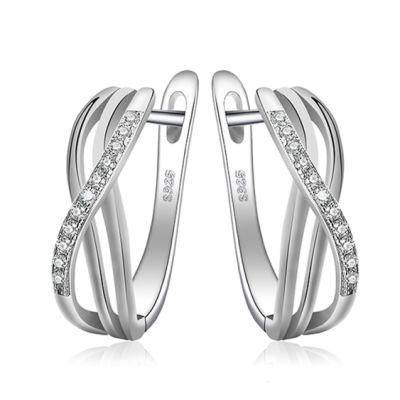 925 Sterling Silver Love Infinity English Lock Earring Pendiente Fashion Jewelry for Women