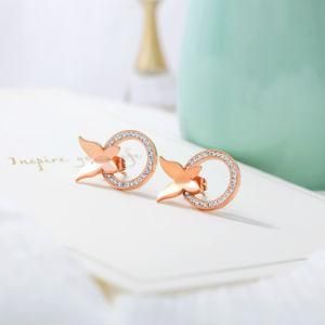 Butterfly Inlaid Zircon Gold-Plated Stainless Steel Earrings Drop