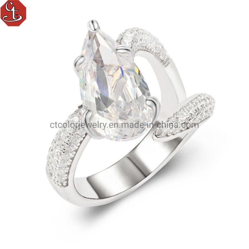 New Fashion jewelry Valentine′s Gift Blue gemstone Ring for Girls