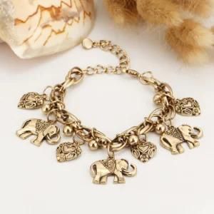 Pendant Elephant Leaf Pulseira Alloy Bohemian Bracelet for Women