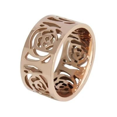 Stainless Steel Hollow Roes - Gold Heart Shaped Ring Designs for Girls