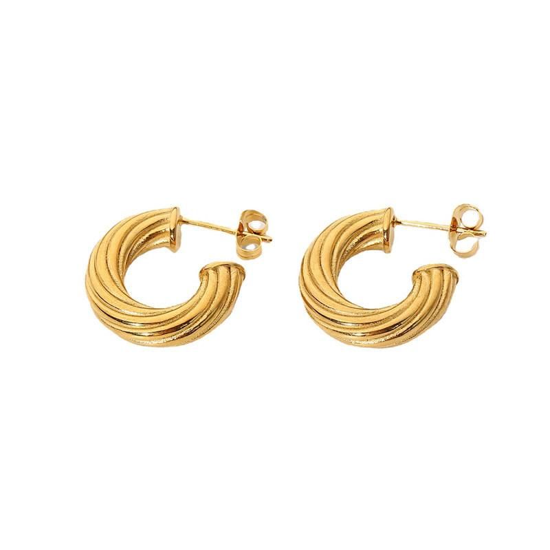 Stainless Steel Twisted Earrings with 18K Gold Plated Hoop Earrings for Women Girls
